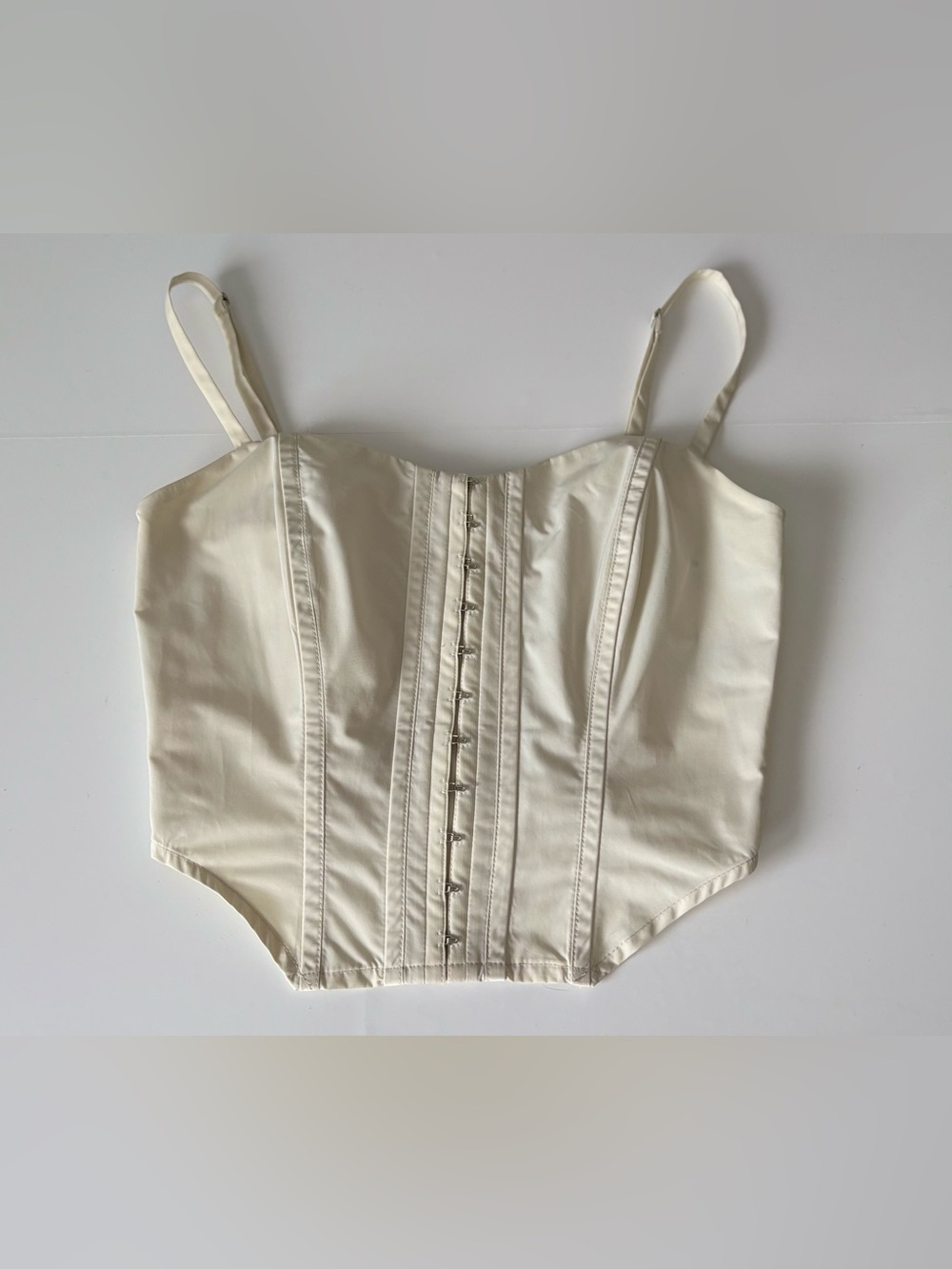 Reformation Ivory Corset Bustier Hook Front Crop Top Size 0